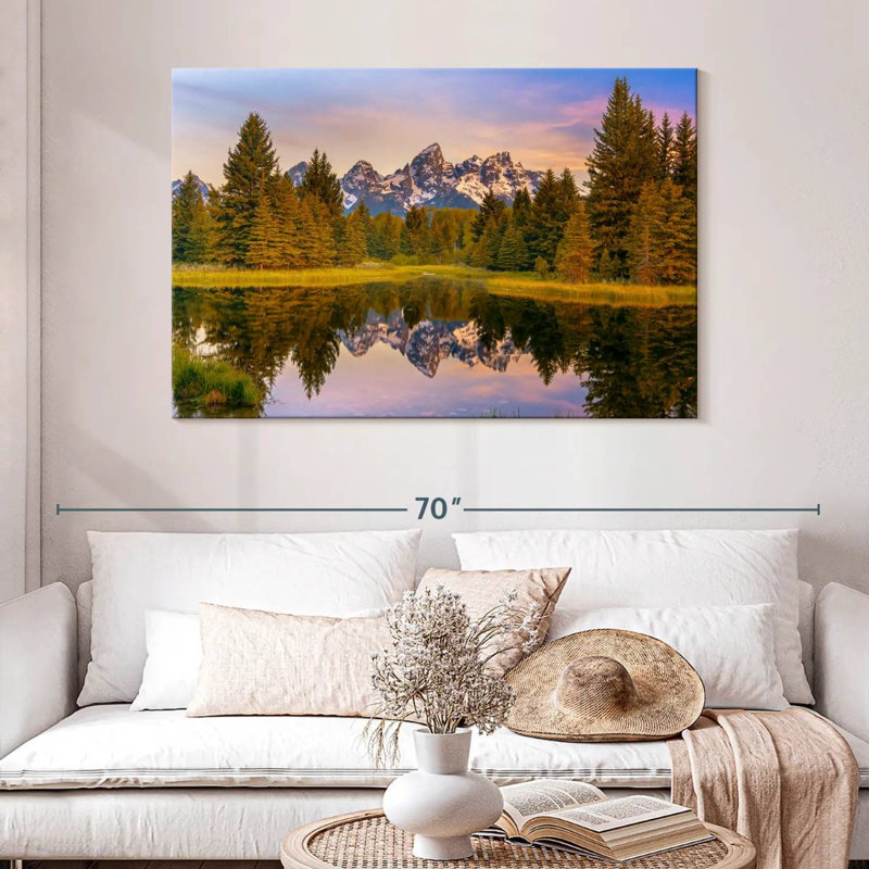 Reflet de la forêt de pins d'Alvord Grand Teton, H 32 po x l 48 po