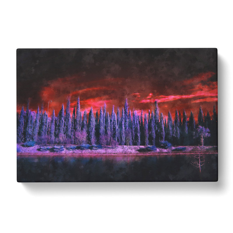 Cypress Trees Painting - Wrapped Canvas, 35cm H x 50cm W x 3cm D