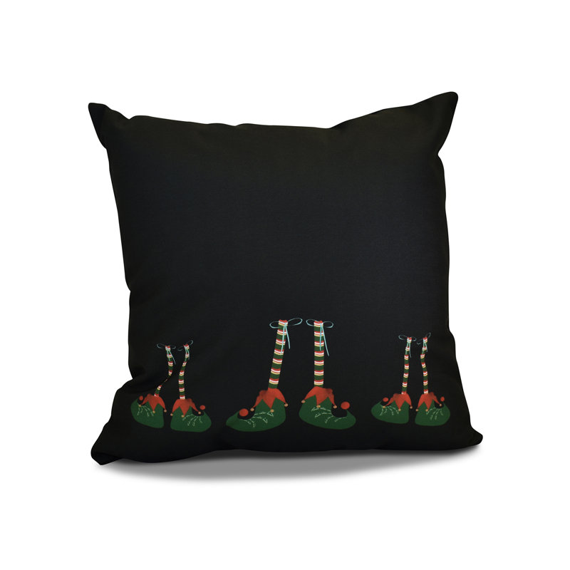 Housse de coussin carrée d’extérieur en forme de elfe de noël, H 18 po x l 18 po