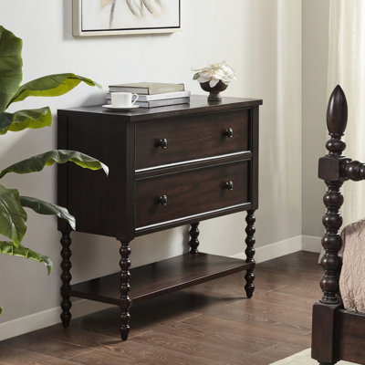 Solid Wood Accent Chest With 2 Drawer - Dark Finish For Home In Accessory