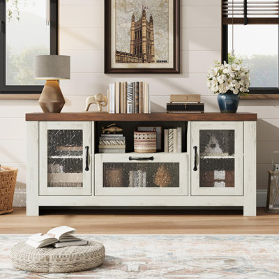 55.2'' Modern Sideboard Buffet Cabinet with Acrylic Door Storage Cabinet, Farmhouse Coffee Bar Cabinet with Adjustable Shelves