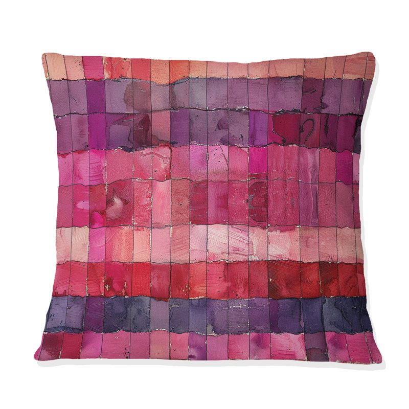 Coussin décoratif rose et mauve rayé glamour I, H 18 po x l 18 po