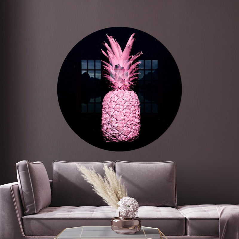 Modern Pineapple Print On Glass For Kitchen Wall Decor, 15.7" H x 15.7" W