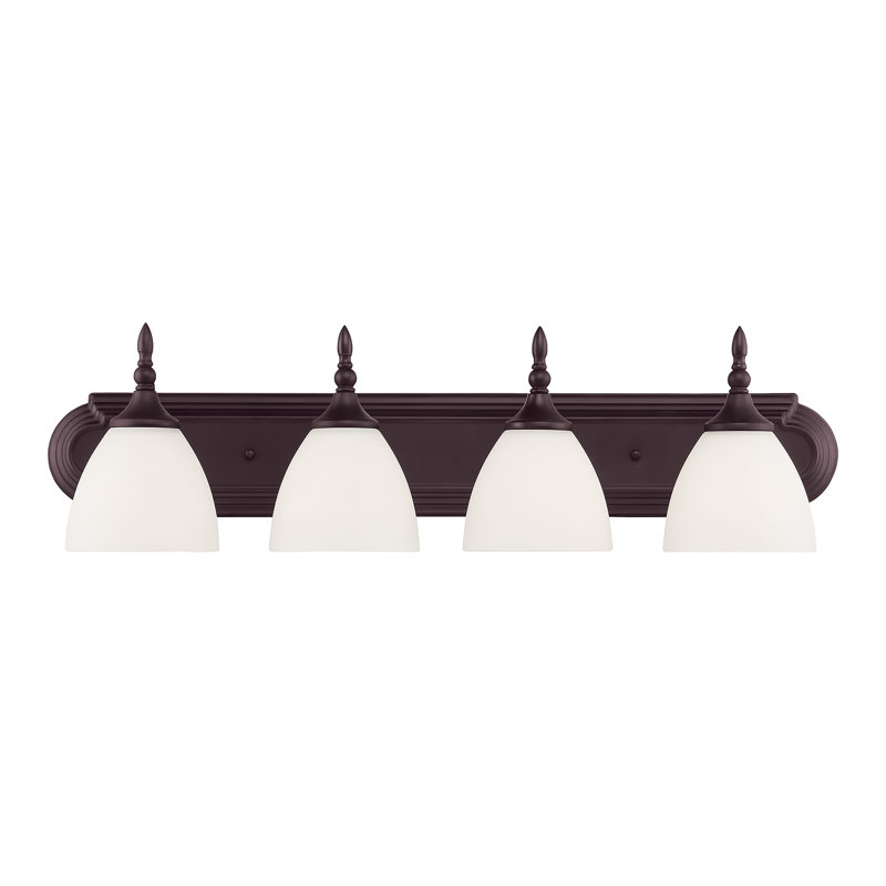 Bar de salle de bain Sennott, Bronze anglais, H 8 po x l 30 po x P 30 po, Quatre lumières