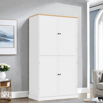 High Kitchen Pantry With 2 Drawers, 2 Adjustable Shelves And 8 Door Shelves by Red Barrel Studio