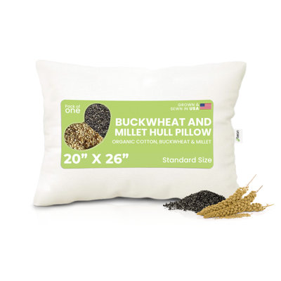 Multi Grain Bed Pillow - Organic Cotton Fabric and Fill Soft Pillow for Sleeping