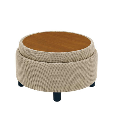 Round Cocktail Ottoman with Storage