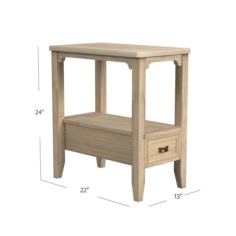 Table de bout en bois texturé Euguene, H 24 po x l 13 po x P 22 po