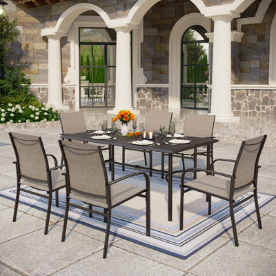 Argyri Rectangular 7 - Piece 6 - Person 170.2Cm Outdoor Table Set