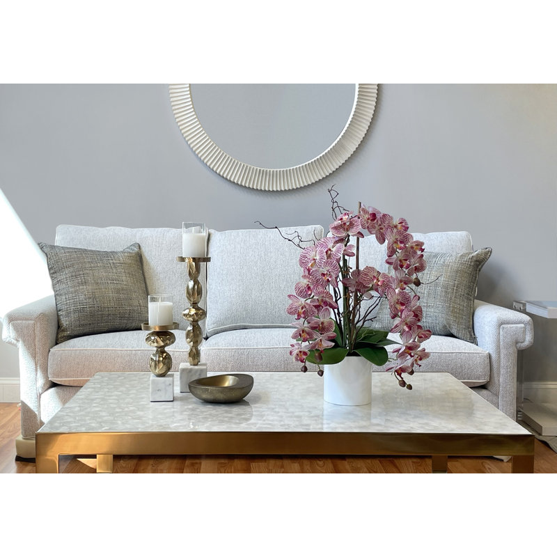 Modern Orchid Arrangement in Round Fiberstone Pot, Pink