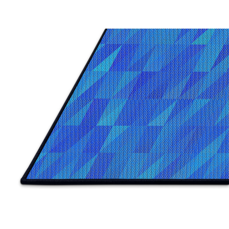 Tapis bleu tissé à la machine, Rectangle 5 pi x 8 pi