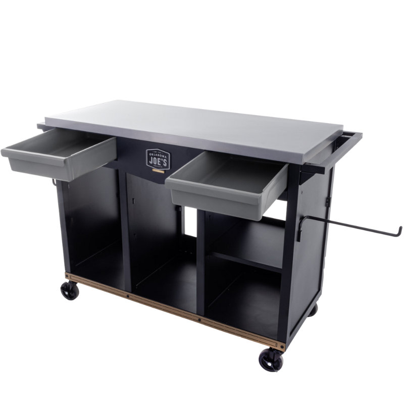 Oklahoma Joe's Black Steel Prep and Storage Cart with Wheels