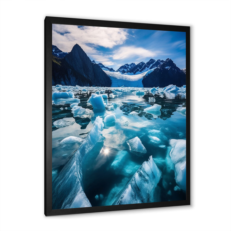Glaciers à couper le souffle en Alaska III, H 40 po x l 30 po x P 1,5 po, Cadre photo noir