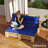 2 Seater Pallet Cushions Outdoor 3.9" Thick Replacement Cushions - Tufted Design for Garden, Patio, Navy Blue-1106390040