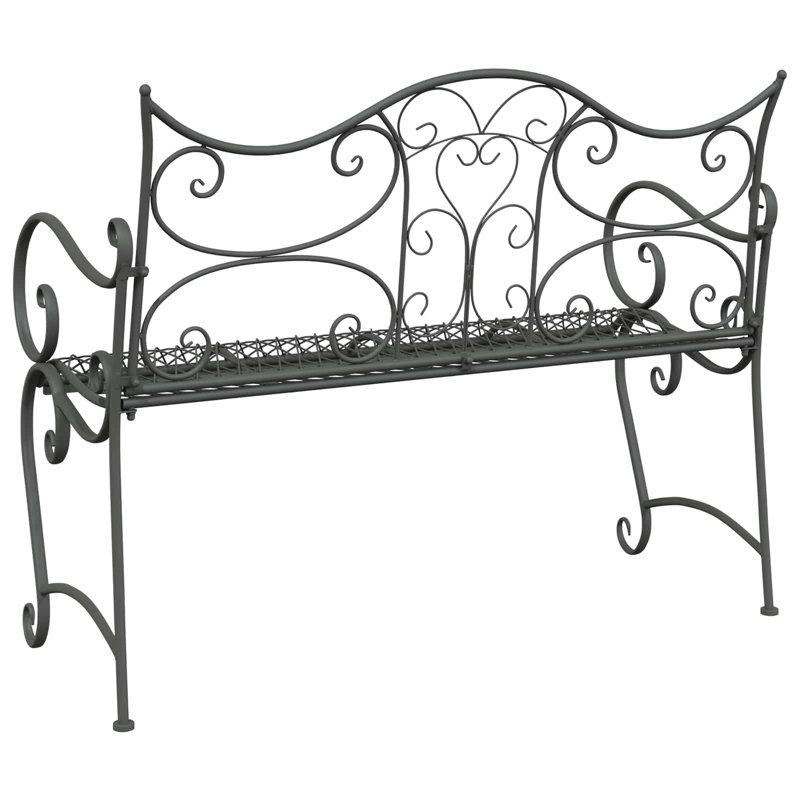 Outdoor Bench, 90cm H x 114cm W x 56.5cm D, Silver Grey