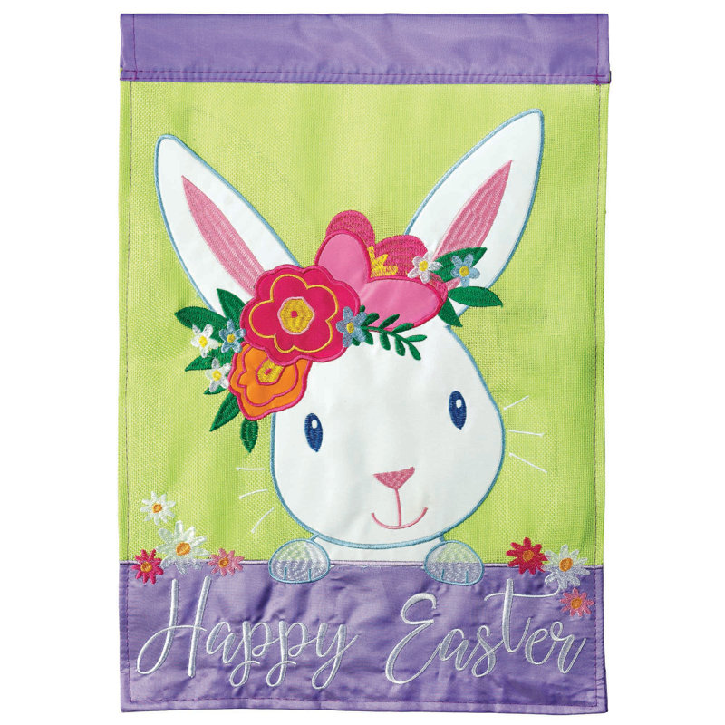 Drapeau de jardin en polyester 2 côtés happy, H 18 po x l 13 po