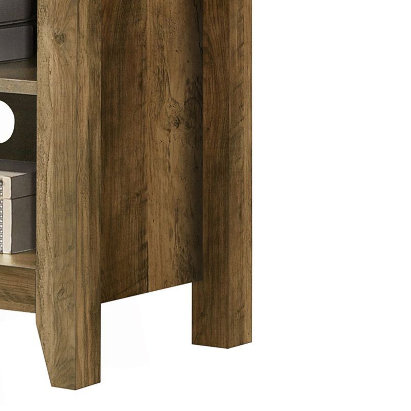 TV Stand With Open Shelves And Cable Management, Modern TV Stand, Accent Tv Cabinet, Oak