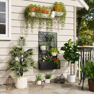 Jardinière en métal avec treillis et panneau d'intimité pour plantes grimpantes