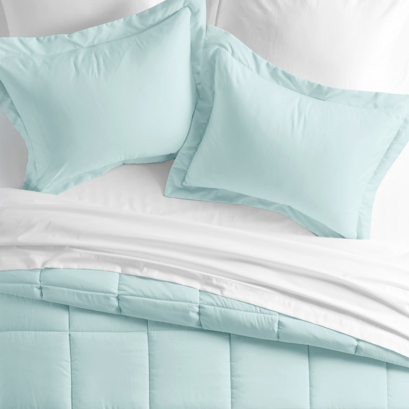 Simply Soft 8 Piece Microfiber Complete Bedding Set, Aqua, Full Comforter + 7 Pieces Included