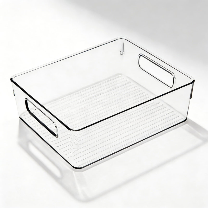 Bacs et organisateurs de rangement en plastique transparent pour la cuisine, le garde-manger, le réfrigérateur, l'armoire et la salle de bain - robustes, empilables et sans BPA
