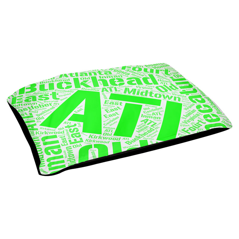 Coussin de chien « districts », Moyen (H 9,5 po x l 28 po x P 18 po), Vert, Atlanta
