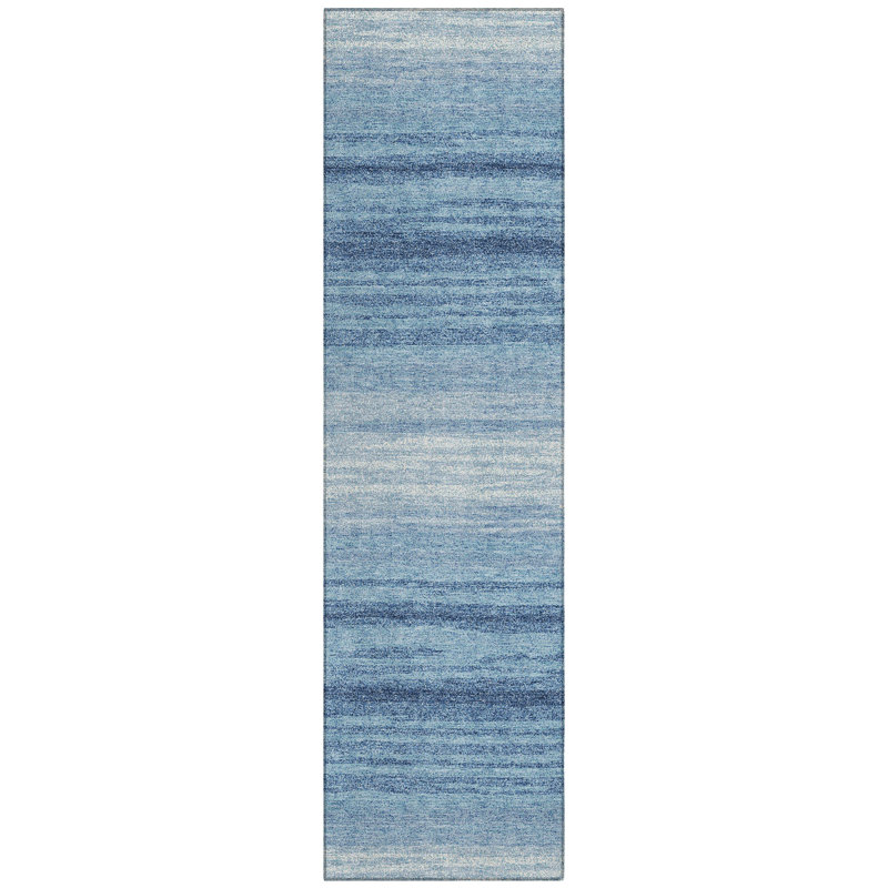 Nira Blue Washable Indoor-Outdoor Rug - , 2'3" x 7'6"