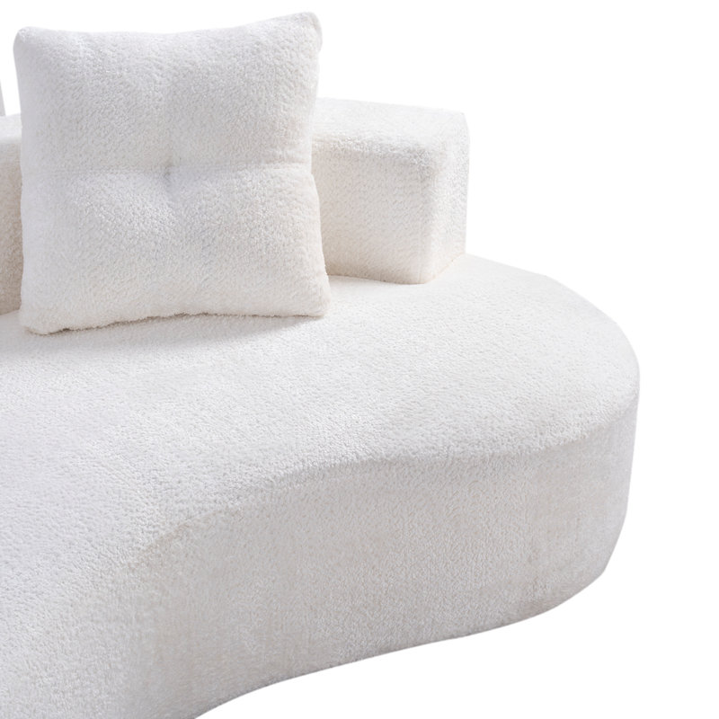 Canapé désossé avec 2 coussins sans assemblage, Bouclé blanc crème