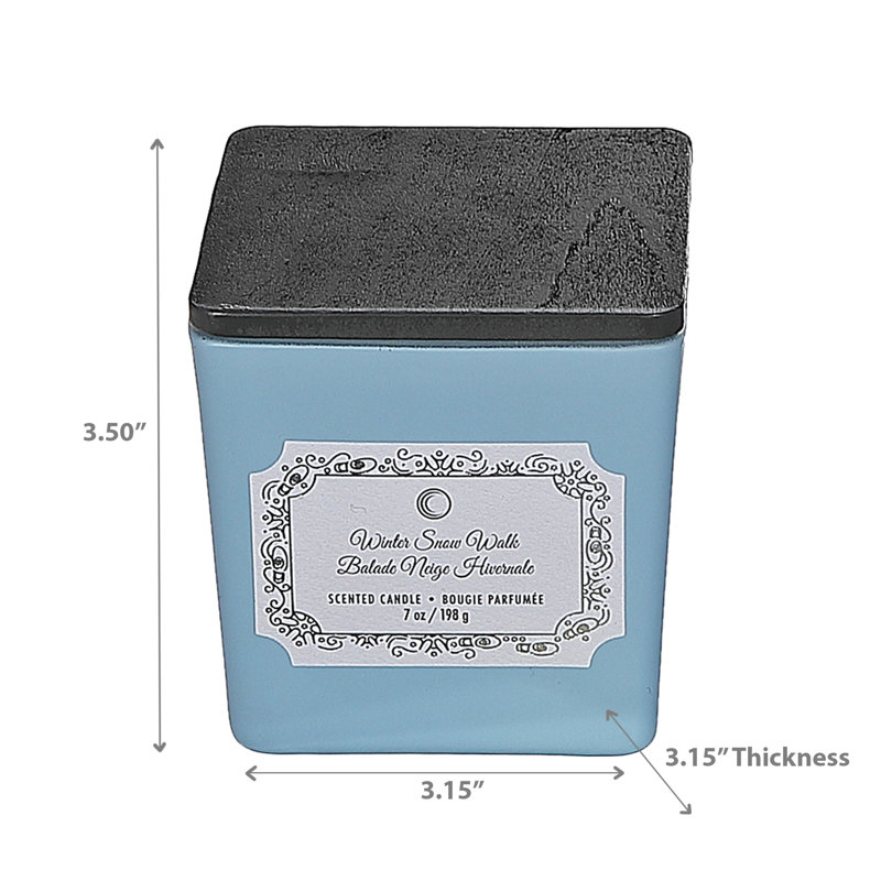 Bougie carrée de Noël 7 oz marche d'hiver sur neige