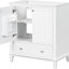 Base de meuble-lavabo de salle de bain 30 po blanc - bois massif et portes, 1 tiroir, tablette réglable, assemblage, base de style moderne et construction, armoire avec tiroir pour l'organisation, assemblage requis-2118700927