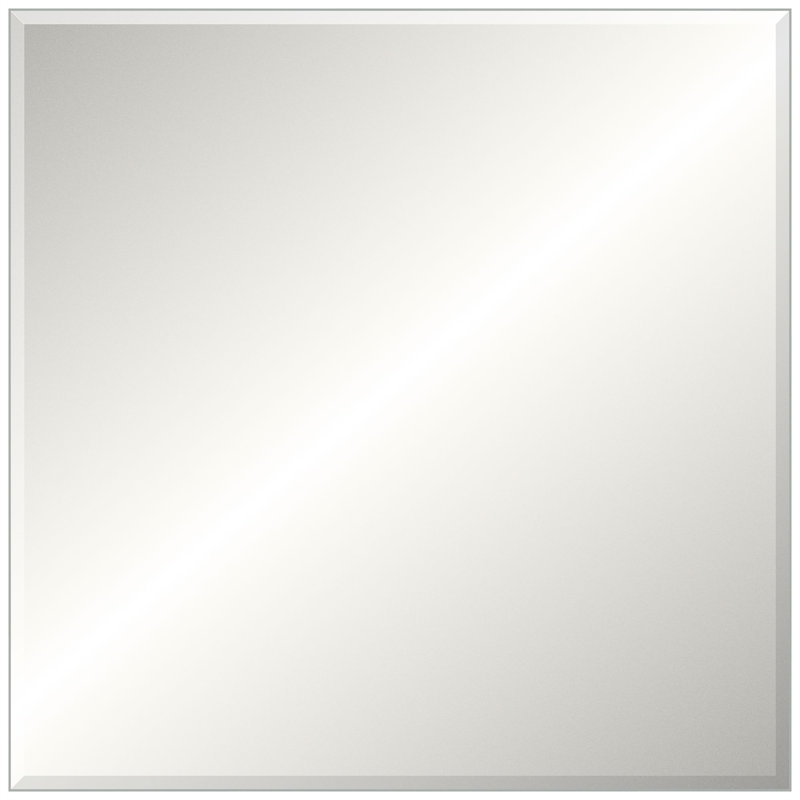 Floater 2 Solid Wood Beveled Mirror, 37.25" x 37.25", Matte White, Square
