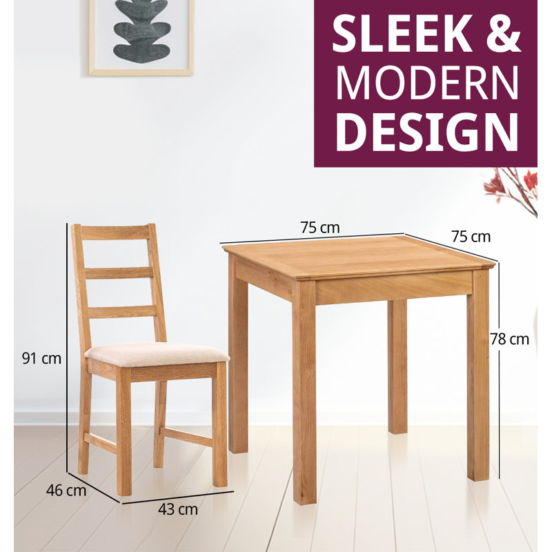 2 - Person Solid Oak Dining Set, Beige