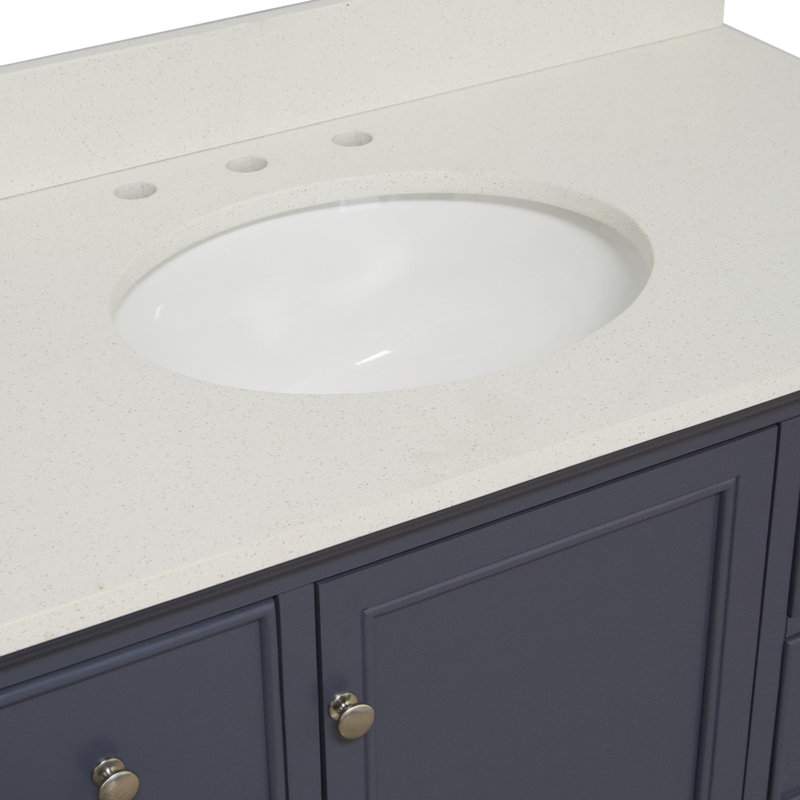 Ensemble de meuble-lavabo simple 42 po Ferdinand, Gris marine, Quartz