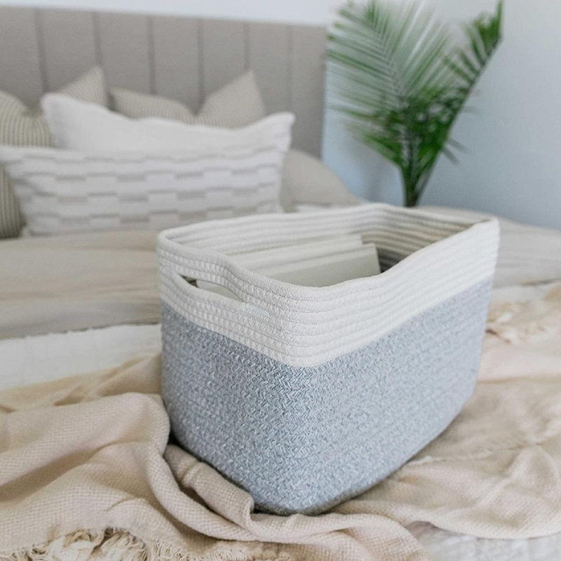 Panier en tissu, Gris / blanc cassé