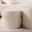 Beige Nesting Coffee Table - Office End Wave Stripe Round Multipurpose & Work- Modern Tables 2 Drum Side For Living Room Space Saving Chic-798993489