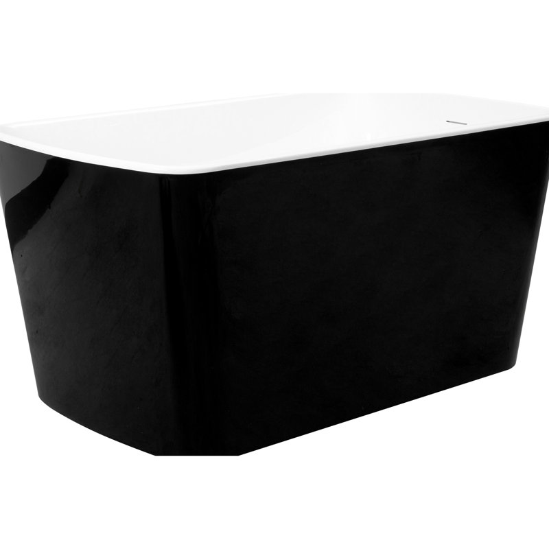 49'' Square Acrylic Freestanding Bathtub, Japanese Soaking Tub With Drain And Overflow, Glossy Black Interior 49" Bath Tub, Hot Overflow Drain,