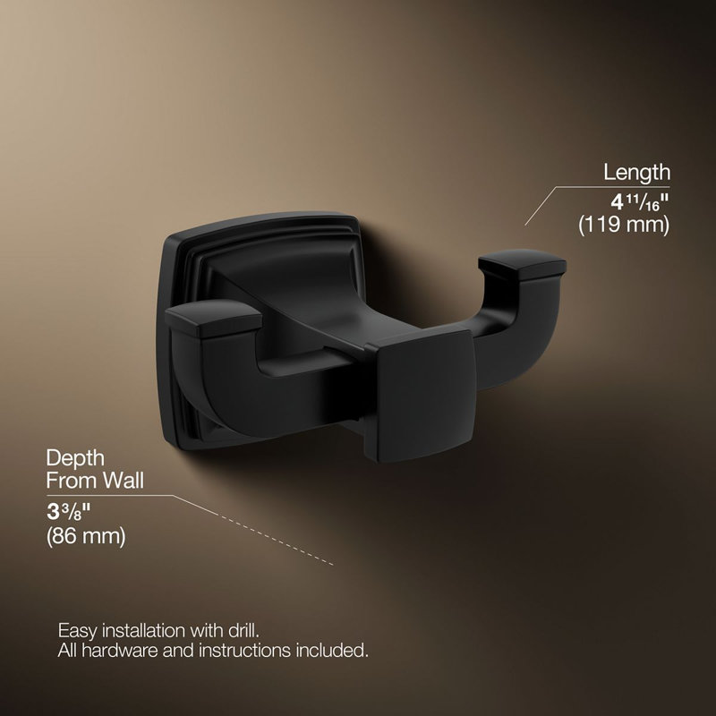 Wall Mounted Robe Hook, Black