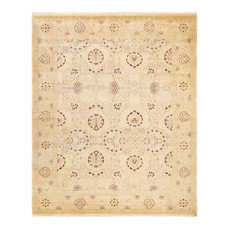 Tapis unique noué à la main Gloriane Mogul - ivoire, 8 pi 3 po x 10 pi 1 po