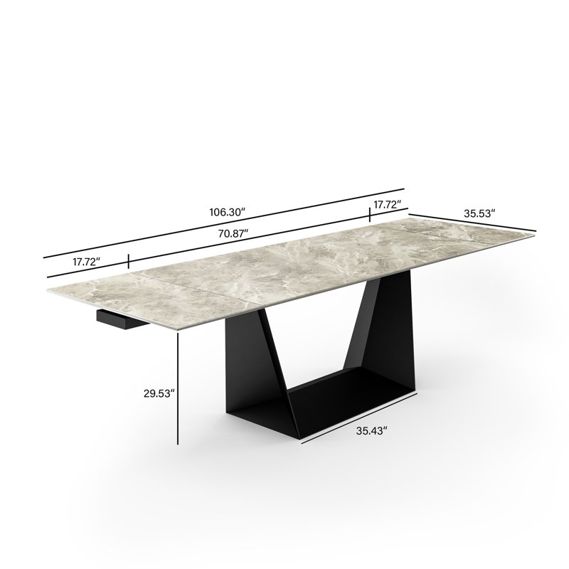 35.43 " Extendable Rectangular with Steel Base Dining Table