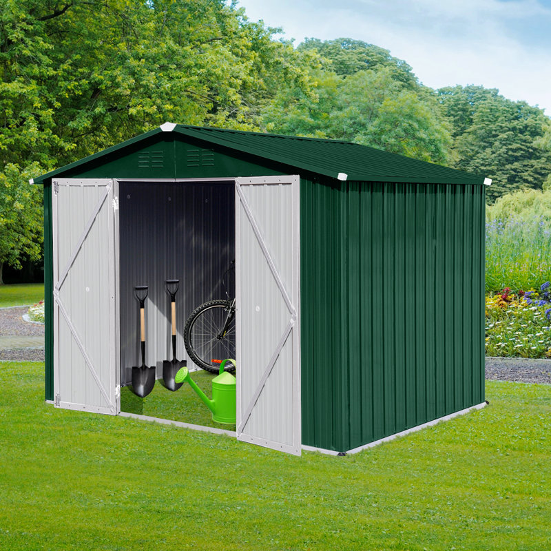 Remises de jardin en métal 8 pi x 6 pi, Vert