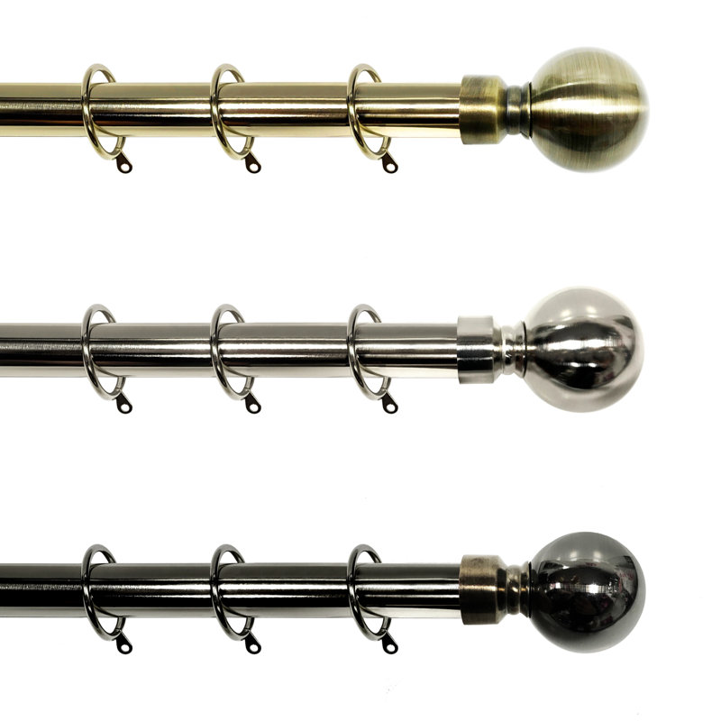 Devault Adjustable 28cm Single Curtain Pole, Black Nickel, 6cm H x 340cm W x 10cm D