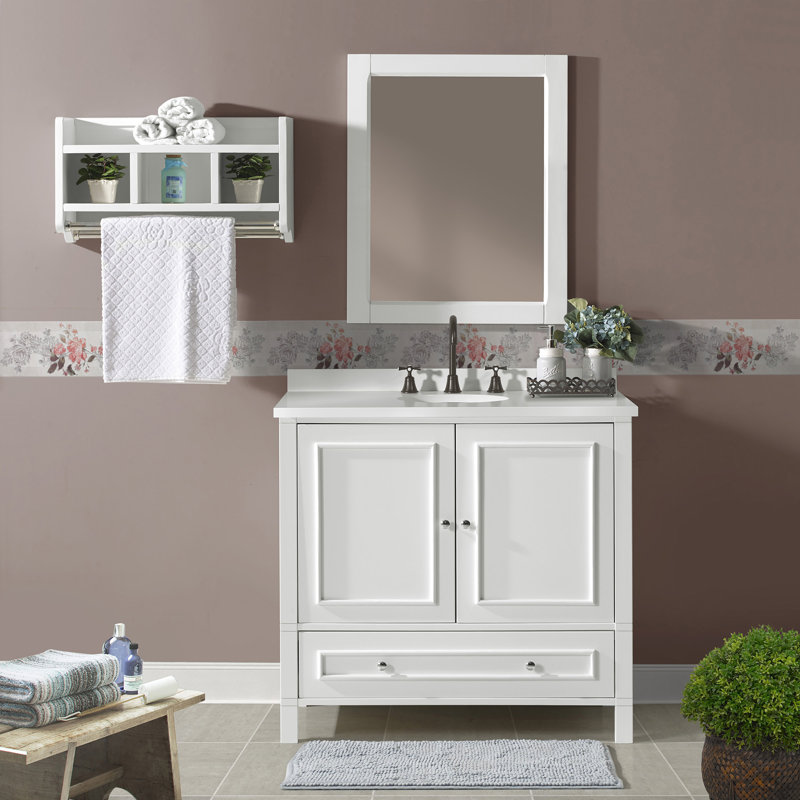 Williamsburg 36" White Pine Vanity Cabinet with Nickel Hardware