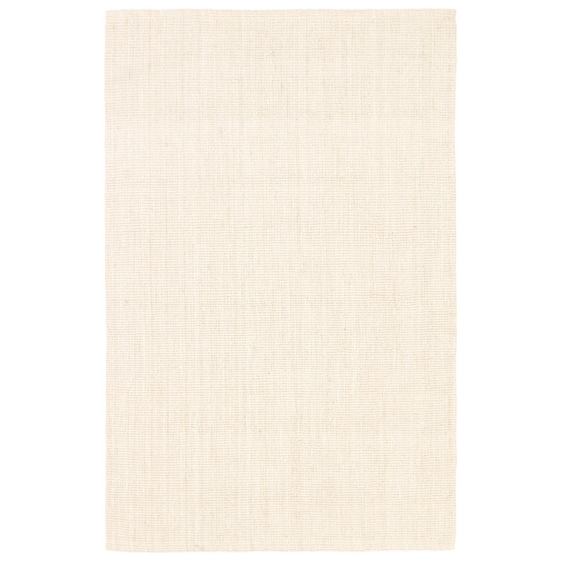 Tapis ivoire uni fait à la main Ebern Designs Camilo, Rectangulaire 8 pi x 10 pi