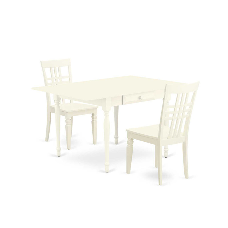 Ensemble de mobilier de salle à manger 5 pièces comprenant une table de salle à manger rectangulaire avec Dropleaf et 4 chaises en bois, lin blanc