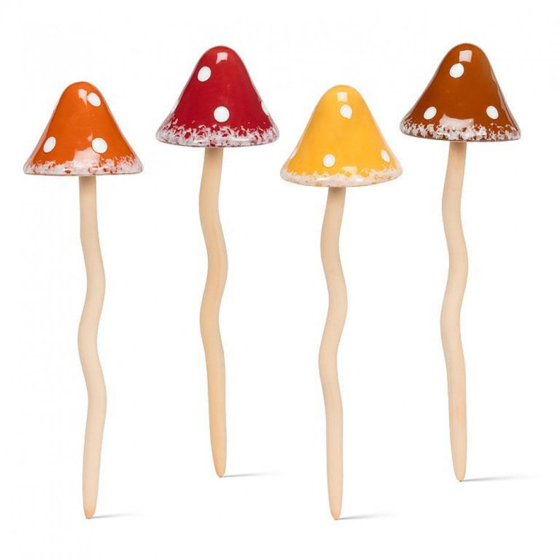 Ensemble de 4 piquets de jardin mouchetés, H 14 po x l 3,50 po x P 3,50 po
