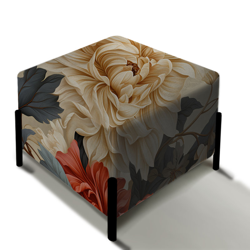 Beige indémodable pivoine Elegance Wonderland - repose-pieds carré abstrait