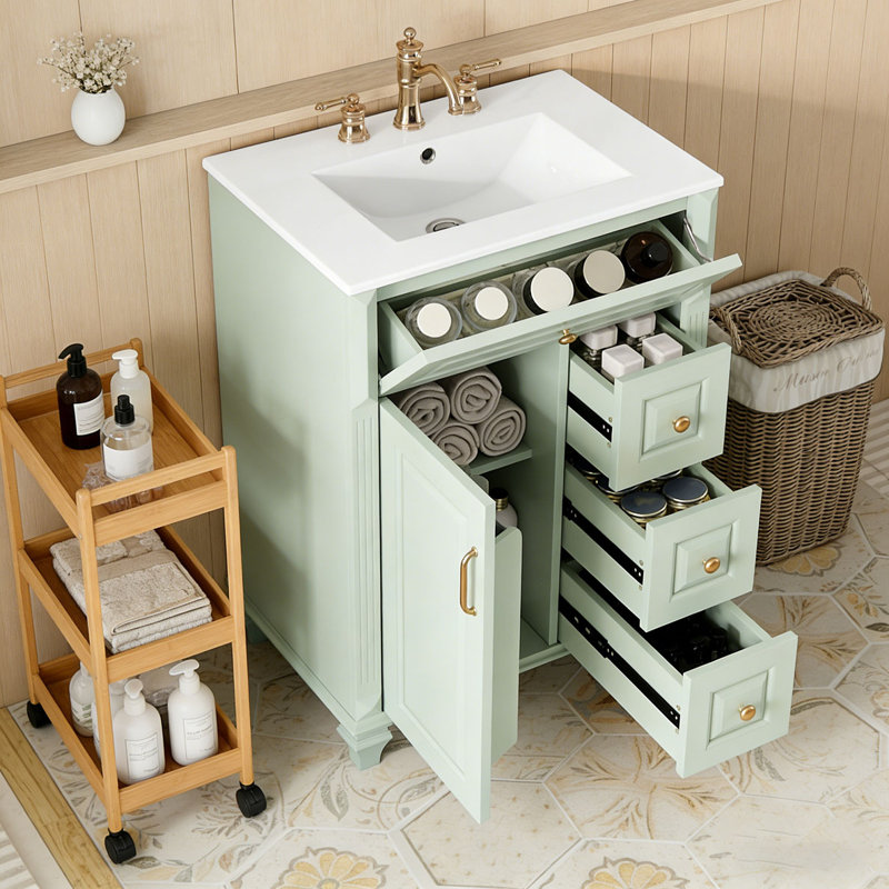 Meuble-lavabo 24 po avec lavabo, Vert