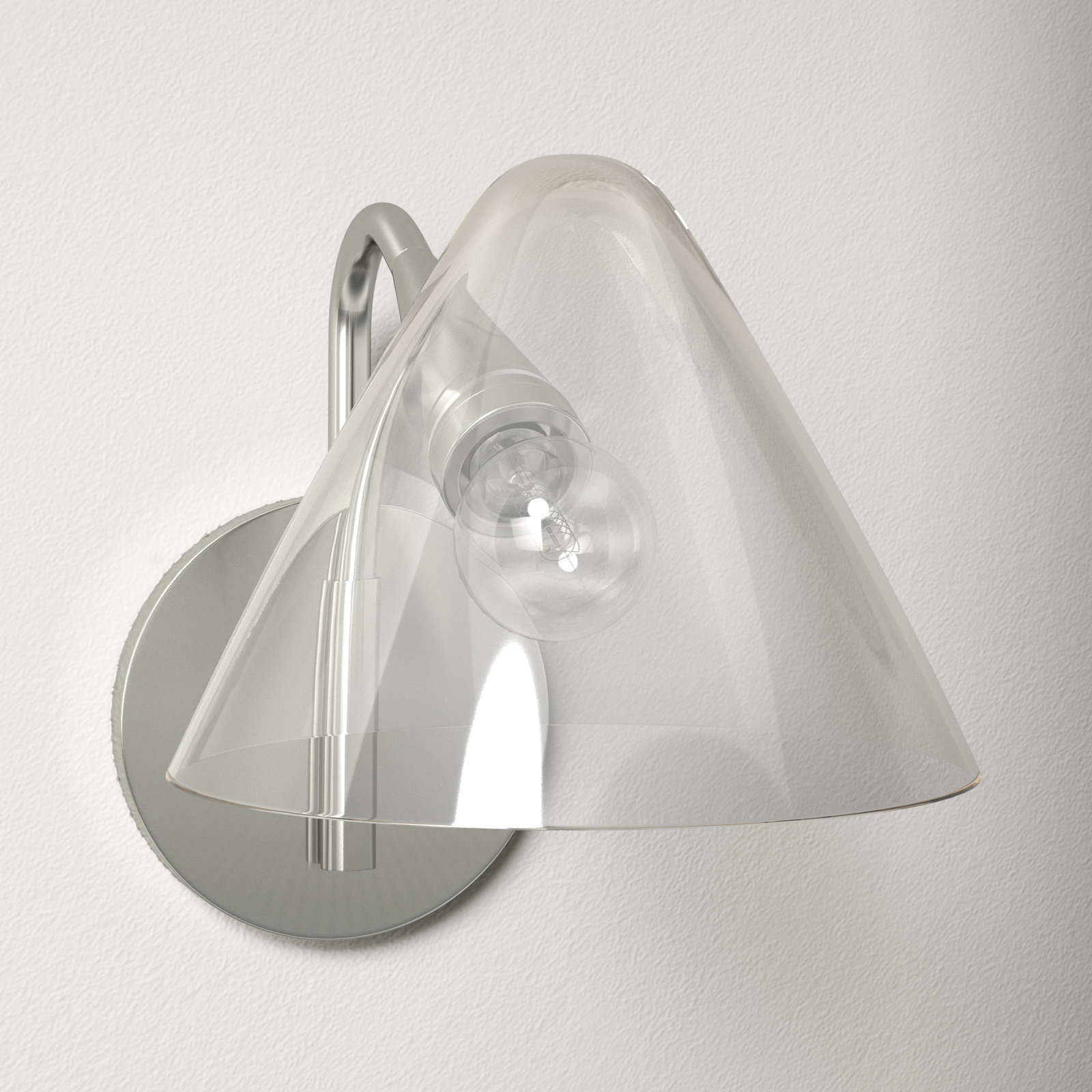 Kilby Single Light Glass Dimmable Armed Sconce, Polished Nickel