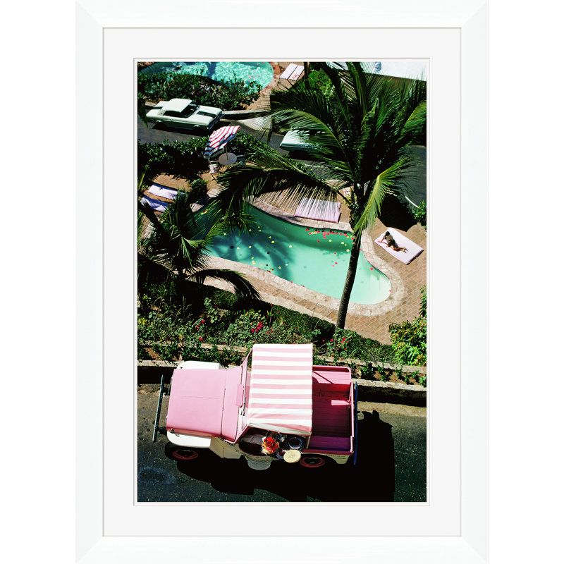 Las Brisas Print by Slim Aarons, White Single Picture Framed, 41" H x 30" W x 1.5" D
