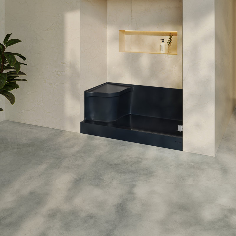 Base de douche 60 po x 32 po en noir mat Aquatique, Droite