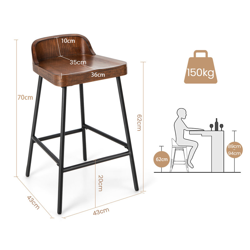 Wegford Bar Stool with Iron Frame